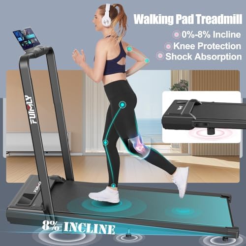 Portable folding treadmill with incline walking pad for office use -Under desk treadmill - 4-in-1 running machine