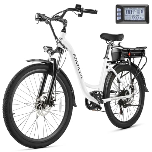 ANCHEER 48V Electric Bike for Adults, 26" City Commuter Bike, Up to 55 Miles Range
| ANCHEER 48V Ebike with 499Wh Batte