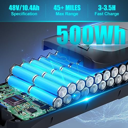 ANCHEER 48V 500Wh Electric Bike for Adults, Fast-Charge Removable Battery, 26" Suspension Fork, Up to 60 Miles Commuter