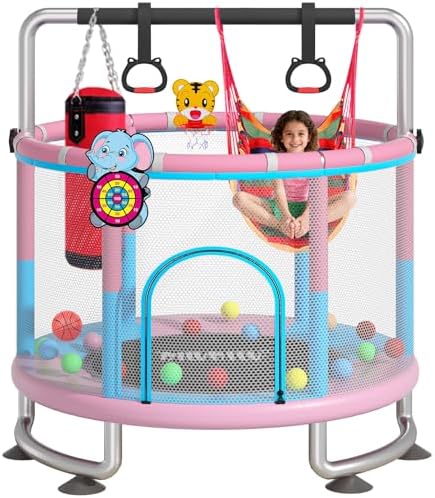 MILUMILU 60" Indoor Outdoor Trampoline for Kids - Birthday Gifts for Children Boy Girl with Safety Net and Hoop - Image 27