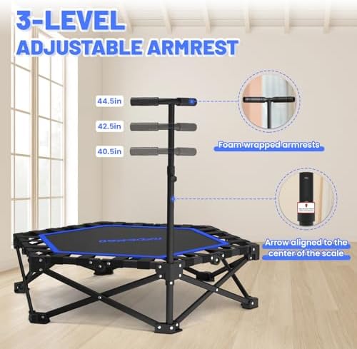 HXD-ERGO Indoor and Outdoor Foldable Mini Trampoline for Fitness and Home Gym | HXD-ERGO Rebounder Trampoline with Adju