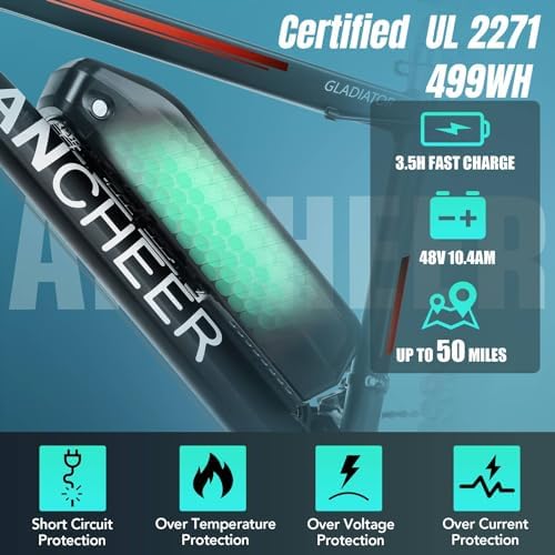 ANCHEER 750W Peak Ebike for Adults, 50 Miles Range, 21Speed Electric Mountain Bike | ANCHEER 26" Electric Bike for Adul