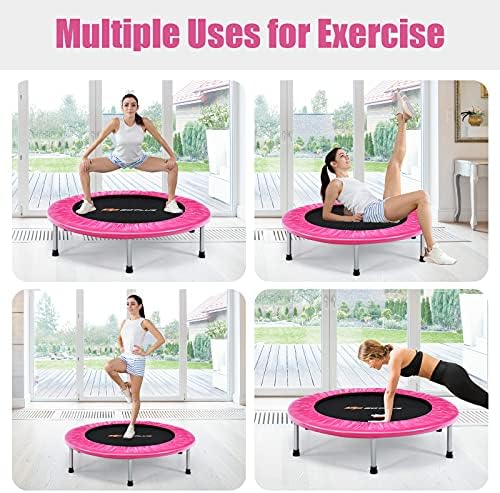 Goplus Mini Trampoline, Foldable 36"/38" Rebounder for Adults, Portable Fitness Trampoline for Home and Outdoor Workout,