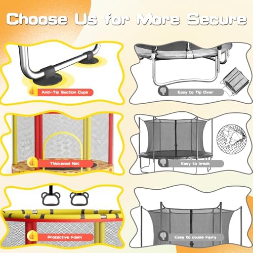 55" Global Recycled Standard Trampoline for Boys & Girls: Outdoor & Indoor with Enclosure & Adjustable Gymnastics Bar