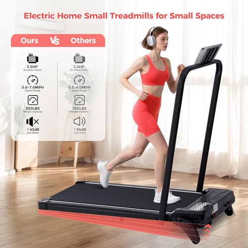 Portable Home Walking Pad with Handle Bar & 3-Level Incline for Small Spaces, |5HP, 350LBS Capacity, 0.6-7.6MPH Treadmi - Image 3