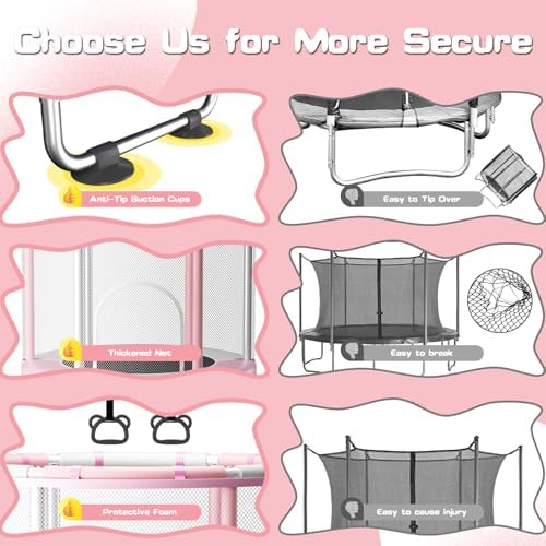 55" Global Recycled Standard Trampoline for Boys & Girls: Outdoor & Indoor with Enclosure & Adjustable Gymnastics Bar