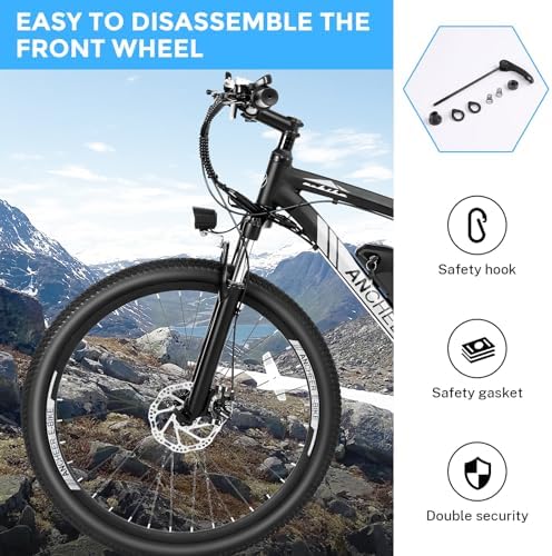 ANCHEER Adult Peak 750W Ebike 3 Hours Fast Charge 60 Miles Electric Bicycle 27.5 Hummer Mountain Bike LCD Display 21/24