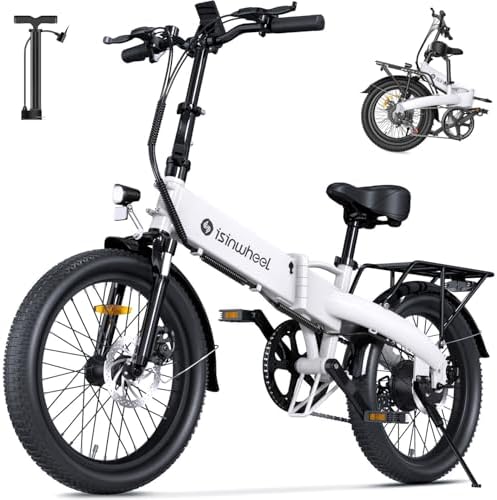 Isinwheel 500W Electric Bike for Adults 280.8Wh Battery Smart Uphill Folding Ebike 14"/16" Adults Teens