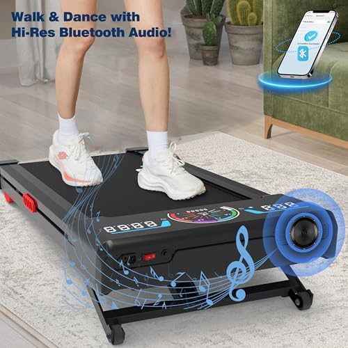 Walking Pad Treadmill for Home Gym with 12% Auto Incline and Bluetooth Speaker | Compact Treadmill with RGB LED Screen