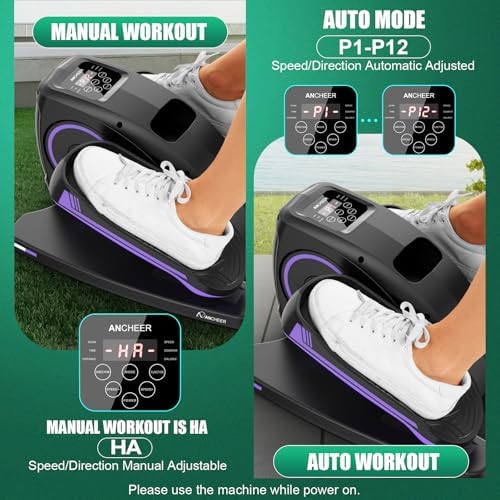 ANCHEER Electric Elliptical Leg Exerciser for Seniors Adults at Desk | Quiet Portable Seated Foot Pedal Exerciser with