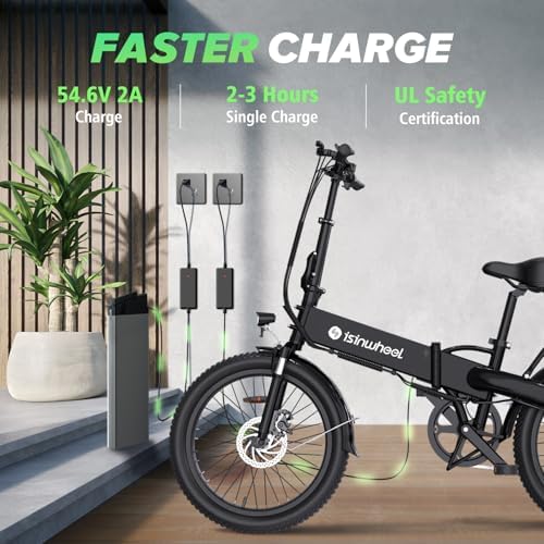 Isinwheel 500W Electric Bike for Adults 280.8Wh Battery Smart Uphill Folding Ebike 14"/16" Adults Teens