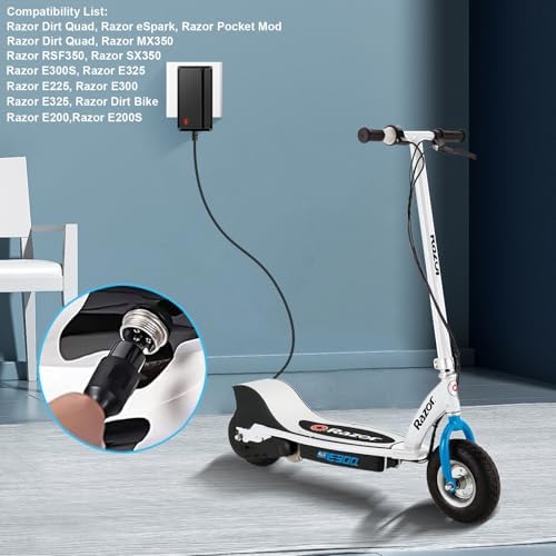 24V Charger for Razor MX350 Electric Scooter + Dirt Bike + E100 E175 E200 E200S E300 E300S E500 + Sports Mod + Dirt Quad