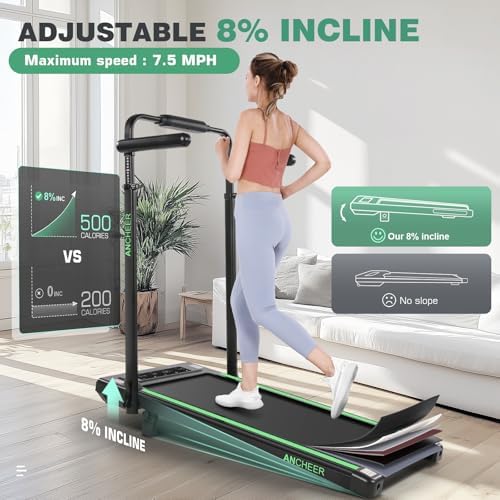 ANCHEER Under Desk Treadmill with 12% Incline for Home Workout | ANCHEER Adjustable Height Walking Pad Treadmill with D