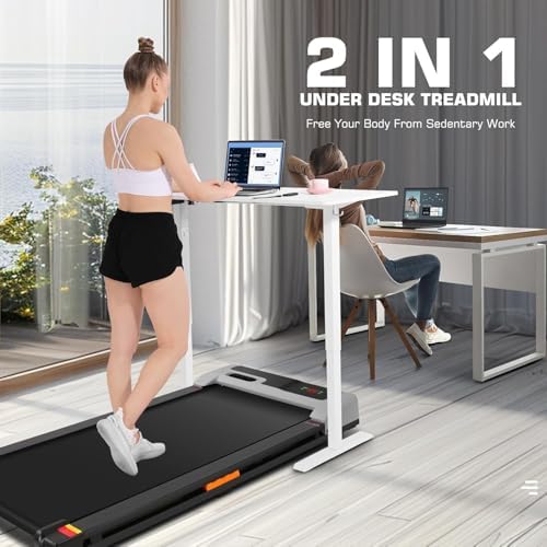 ANCHEER Under Desk Treadmill with 12% Incline for Home Workout | ANCHEER Adjustable Height Walking Pad Treadmill with D