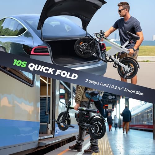 Isinwheel 500W Electric Bike for Adults 280.8Wh Battery Smart Uphill Folding Ebike 14"/16" Adults Teens