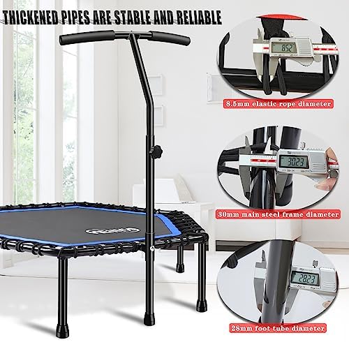 NEWAN Silent Fitness Trampoline for Adults - 48" Diameter with Adjustable Handle Bar and Max Capacity 330 lbs | NEWAN A
