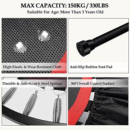 Portable Fitness Foldable Trampoline for Kid/Adults in-Home Mini Rebounder 40" Max Load 330lbs Recycled Claim Standard 1