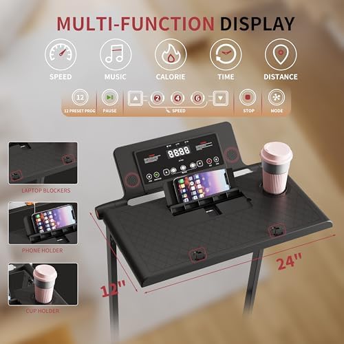 Treadmill with Incline for Home Office | 3 in 1 Under Desk Workstation | |5HP Foldable Compact Treadmills with Remote Co