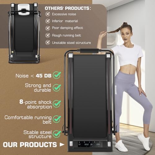 ANCHEER 7.5MPH Under Desk Treadmill for Home/Gym/Office | ANCHEER 2s Folding Compact Treadmill with Incline and LED Tou