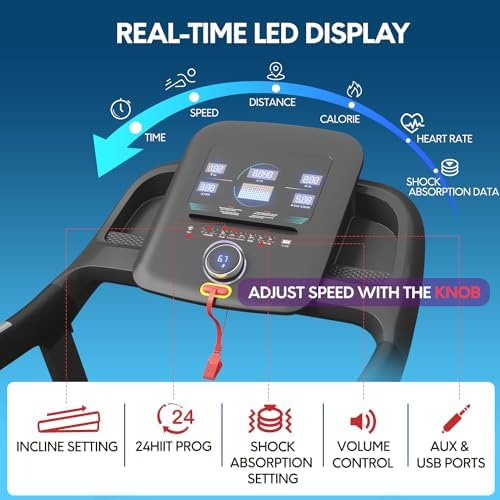 Treadmill with Incline for Home Office | 3 in 1 Under Desk Workstation | |5HP Foldable Compact Treadmills with Remote Co