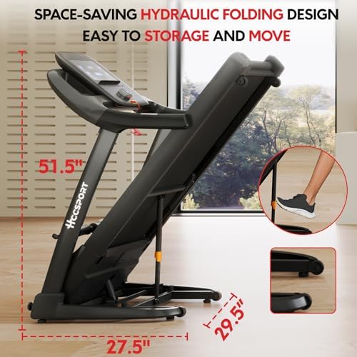 Treadmill with Incline for Home Office | 3 in 1 Under Desk Workstation | |5HP Foldable Compact Treadmills with Remote Co