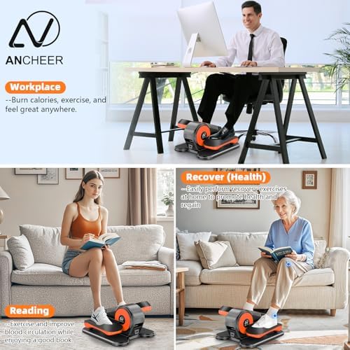 ANCHEER Elliptical Machine for Seniors, 12 Adjustable Speeds Pedal Exerciser, Quiet & Portable Electric Leg Exerciser wi
