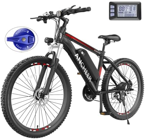 ANCHEER 750W Peak Ebike for Adults, 50 Miles Range, 21Speed Electric Mountain Bike | ANCHEER 26" Electric Bike for Adul