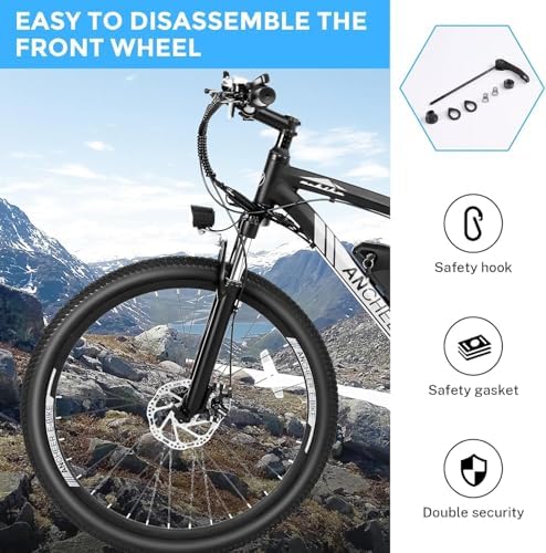 ANCHEER Adult Peak 750W Ebike 3 Hours Fast Charge 60 Miles Electric Bicycle 27.5 Hummer Mountain Bike LCD Display 21/24