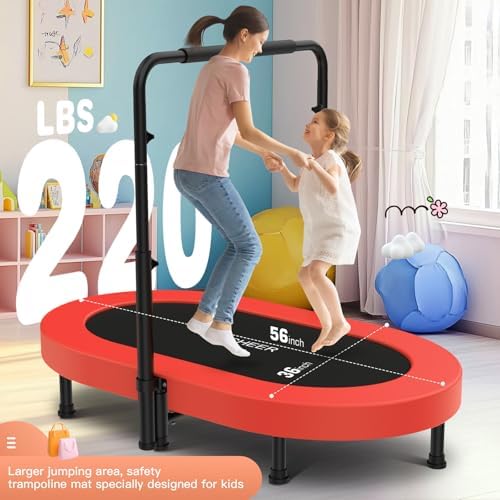 ANCHEER 56" Double Mini Trampoline for Kids, Max Load 220lbs, Fun for Indoor/Outdoor