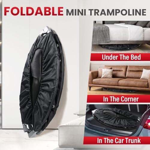 Portable Fitness Foldable Trampoline for Kid/Adults in-Home Mini Rebounder 40" Max Load 330lbs Recycled Claim Standard 1