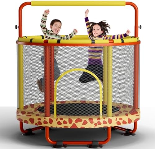 55" Global Recycled Standard Trampoline for Boys & Girls: Outdoor & Indoor with Enclosure & Adjustable Gymnastics Bar