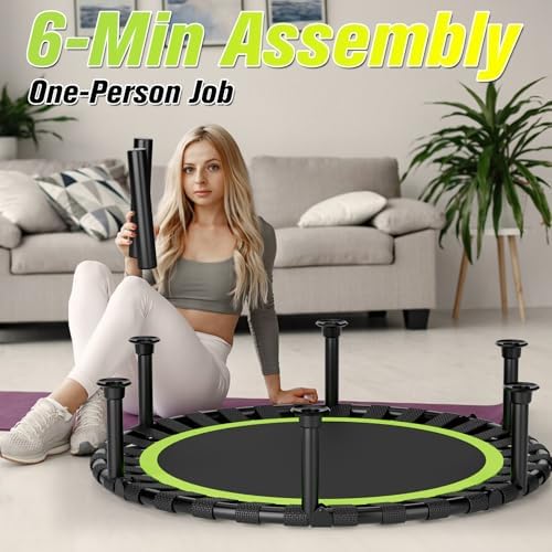 Foldable Mini Trampoline, 40"/48" Rebounder Trampoline for Adults & Kids, 440lbs Capacity Indoor Fitness Workout Equipme
