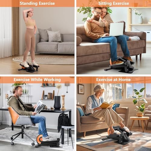 ANCHEER Under Desk Elliptical Bike, Fully Assembled Leg Exerciser 2 in 1 Seated Standing Elliptical, Quiet Mini Elliptic