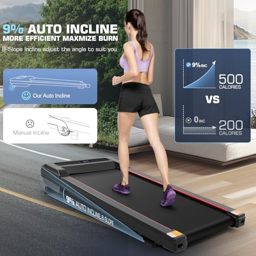 ANCHEER Walking Desk Treadmill for Home Workouts 12% Incline & Adjustable Height, Desk Workstation, 300lb Capacity, Fold - Image 28