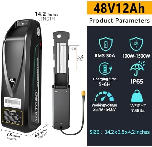 48V Lithium Ebike Battery, 12Ah/16Ah/20Ah, w/ 30A BMS, for 100W-1500W Electric Bicycles & E-Motorcycles, Includes 2A Cha