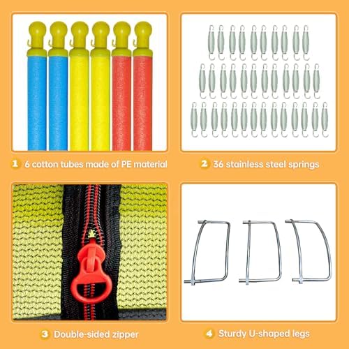 MILUMILU 60" Indoor Outdoor Trampoline for Kids - Birthday Gifts for Children Boy Girl with Safety Net and Hoop - Image 4