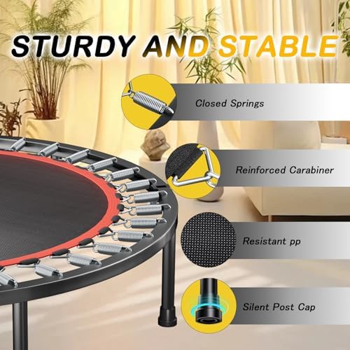 Portable Fitness Foldable Trampoline for Kid/Adults in-Home Mini Rebounder 40" Max Load 330lbs Recycled Claim Standard 1