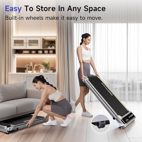 Portable Folding Treadmill with Incline for Home/Office | Quiet Desk Treadmill with Remote Control & App | 300 Lbs Capa