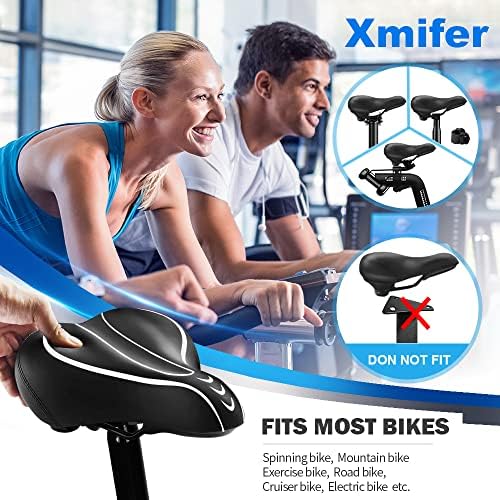 Xmifer Comfortable Bike Seat - Waterproof Leather with Memory Foam - Universal Replacement Bicycle Saddle - Men/Women -