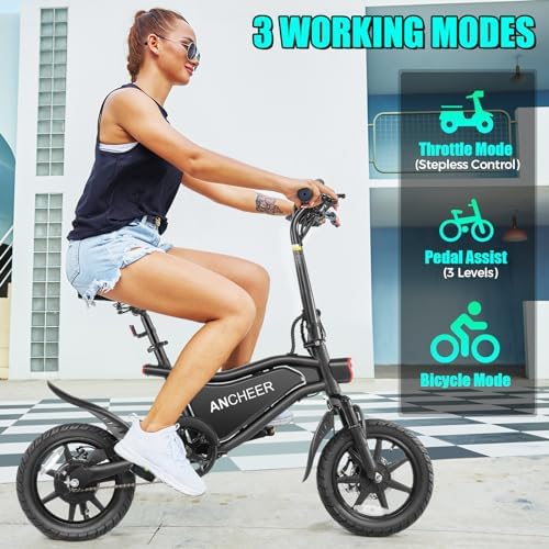 ANCHEER Foldable Electric Bike for Adults, 14" Electric Bikes, UL2849 Compliant, 374Wh Ebike, 20MPH | ANCHEER 14" Folda