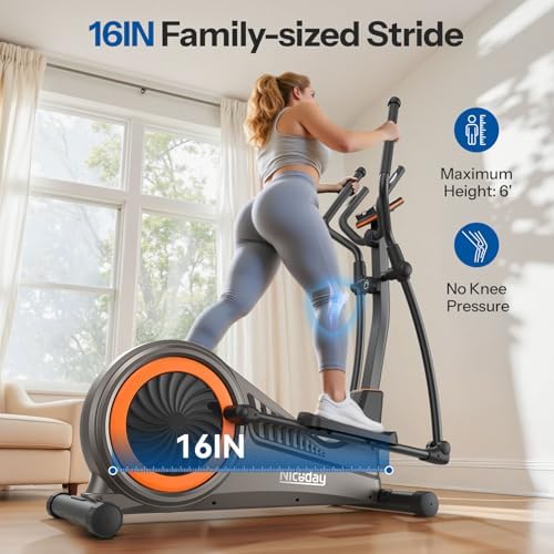 Niceday Hyper-Quiet Elliptical Machine for Home Exercise | Niceday 15.5IN & 20IN Stride Elliptical Trainer for Home | N