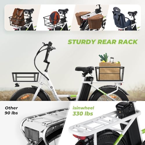Isinwheel 500W Electric Bike for Adults 280.8Wh Battery Smart Uphill Folding Ebike 14"/16" Adults Teens