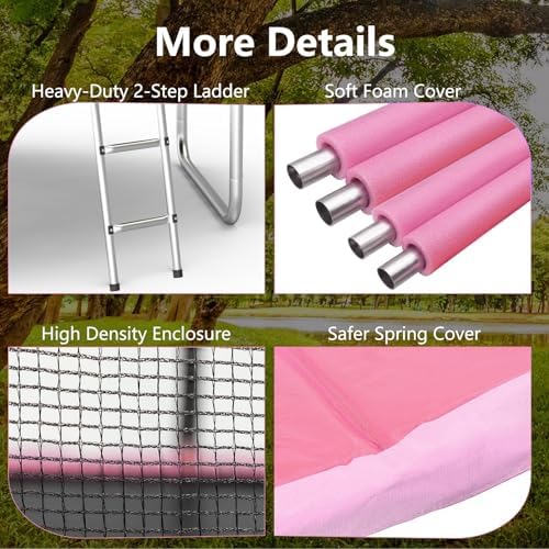 AOTOB 8 FT Trampoline Safety Enclosure Net for Kids Outdoor & Kids Jump Mat with Spring Pad & Ladder