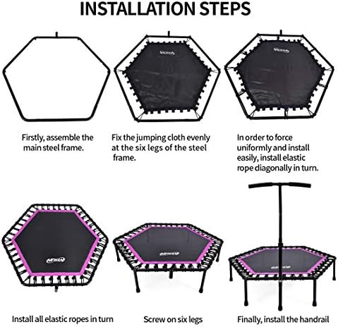 NEWAN Silent Fitness Trampoline for Adults - 48" Diameter with Adjustable Handle Bar and Max Capacity 330 lbs | NEWAN A