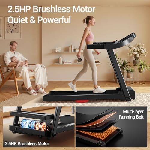 CURSOR FITNESS Home Folding Treadmill for Fitness Enthusiasts with Heart Rate Monitor, Quiet and Energy-Efficient, Grea