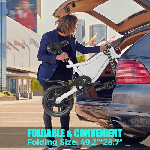 ANCHEER Foldable Electric Bike for Adults, 14" Electric Bikes, UL2849 Compliant, 374Wh Ebike, 20MPH | ANCHEER 14" Folda
