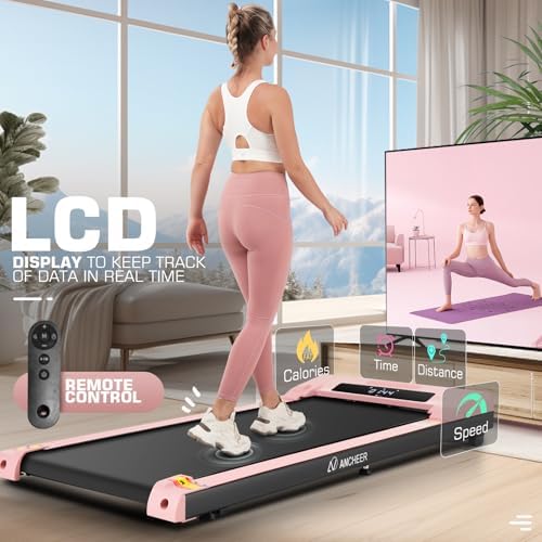 ANCHEER Walking Pad Treadmill for Home Workout, 12% Incline&Adjustable Height, Desk Stationary Treadmill, Up to 300LBs
