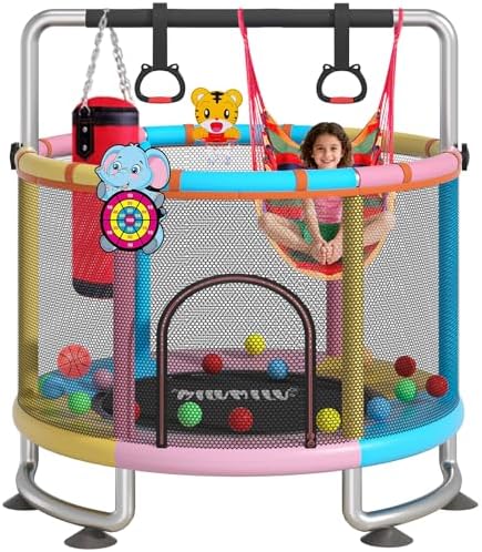 MILUMILU 60" Indoor Outdoor Trampoline for Kids - Birthday Gifts for Children Boy Girl with Safety Net and Hoop - Image 21