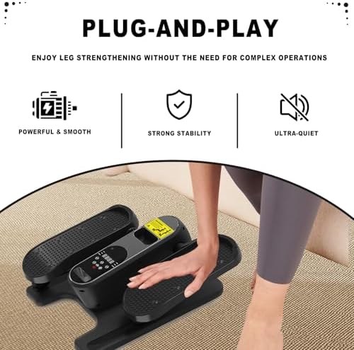 Electric Seated Pedal Exerciser for Seniors with 12 Adjustable Speeds and Remote Control 2-mini Elliptical Leg Exerciser