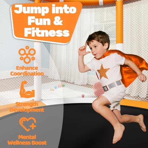 55" Trampoline for Kids, 440lbs Capacity Indoor & Outdoor Toddler Trampoline, Gifts for Boys & Girls Global Recycled Sta